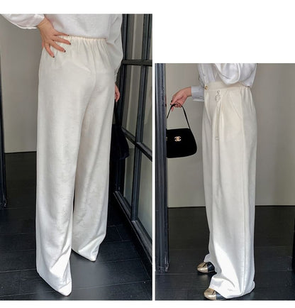Plus Size High Waist Patterned Wide Leg Pants