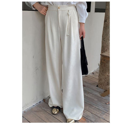 Plus Size High Waist Patterned Wide Leg Pants