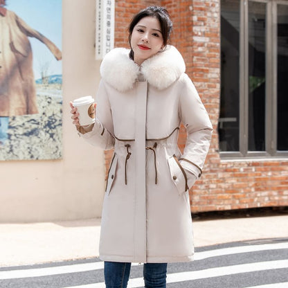 Faux Fur Padded Zip-Up Long Coat