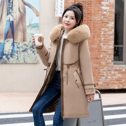 Faux Fur Padded Zip-Up Long Coat