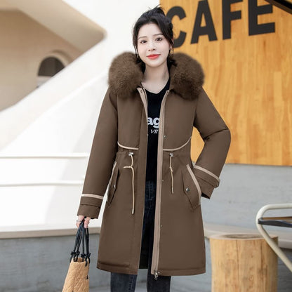 Faux Fur Padded Zip-Up Long Coat