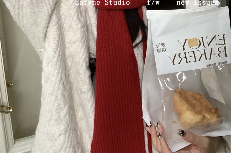 Cable Scarf Knit Hooded Plain