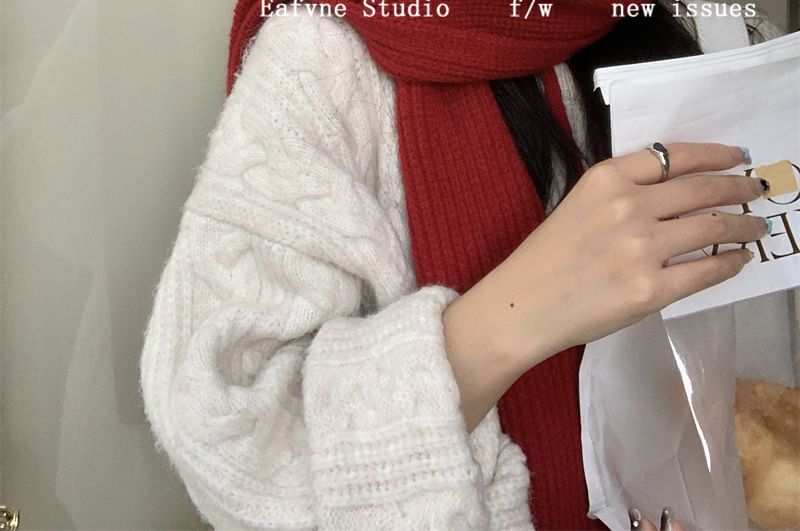 Cable Scarf Knit Hooded Plain