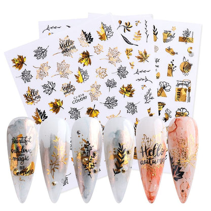 Leaf Metallic Nail Art Stickers (Various Designs)