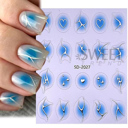 Metallic Gradient Nail Art Stickers (Various Designs)