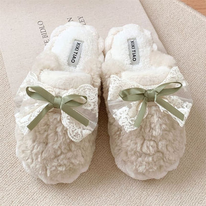 Bow Fleece Home Slippers