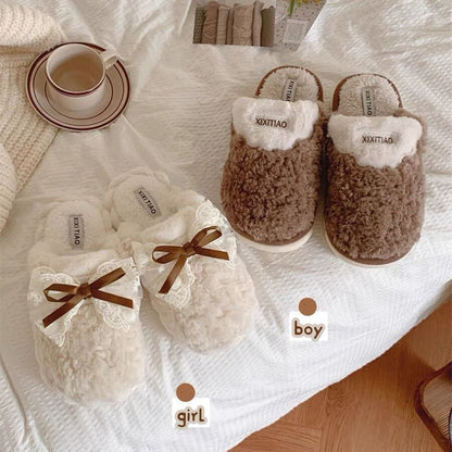 Bow Fleece Home Slippers