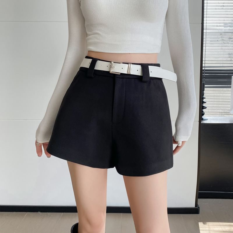 High Waist Plain Wide Leg Shorts