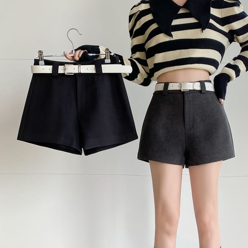 High Waist Plain Wide Leg Shorts