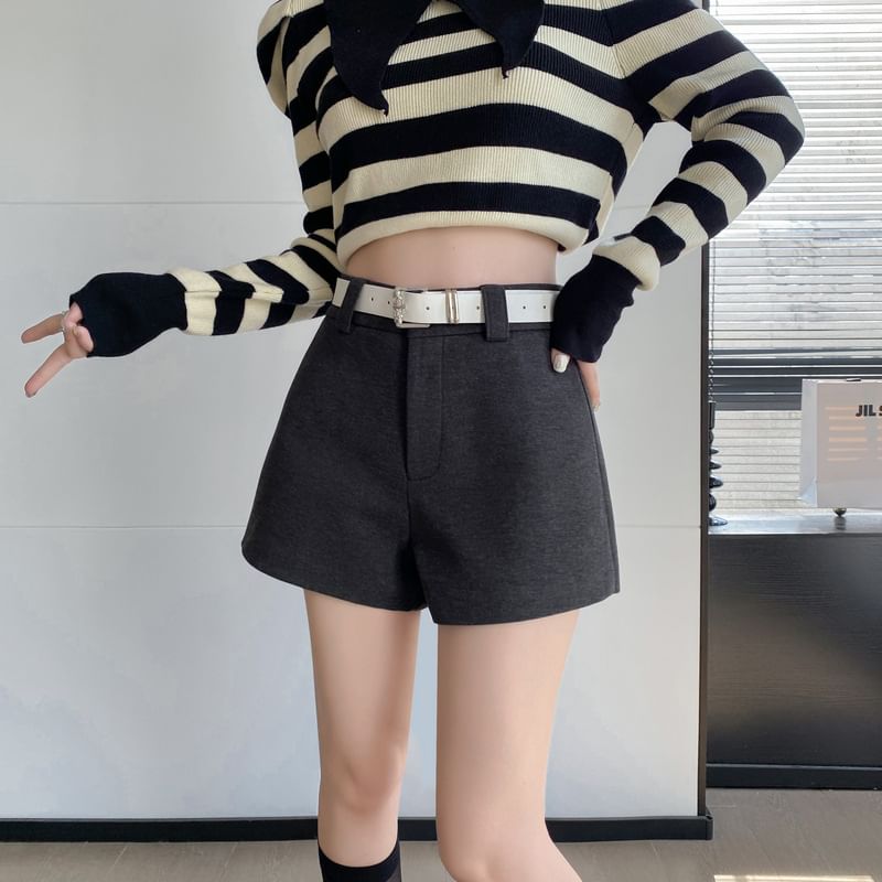 High Waist Plain Wide Leg Shorts