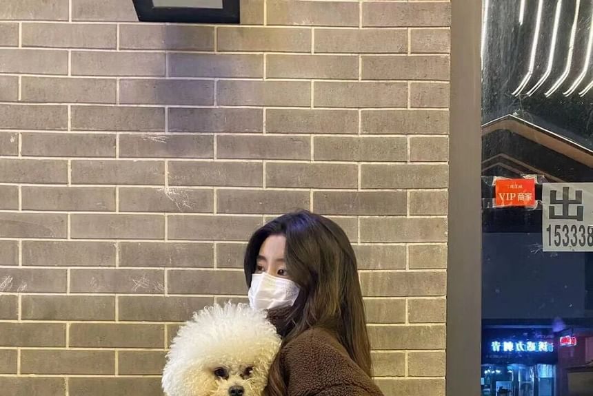 Stand Collar Plain Zip Up Oversized Teddy Jacket