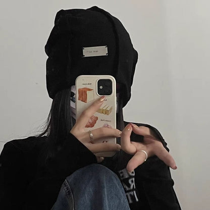 Plain Panel Beanie / Ribbed Knit Beanie