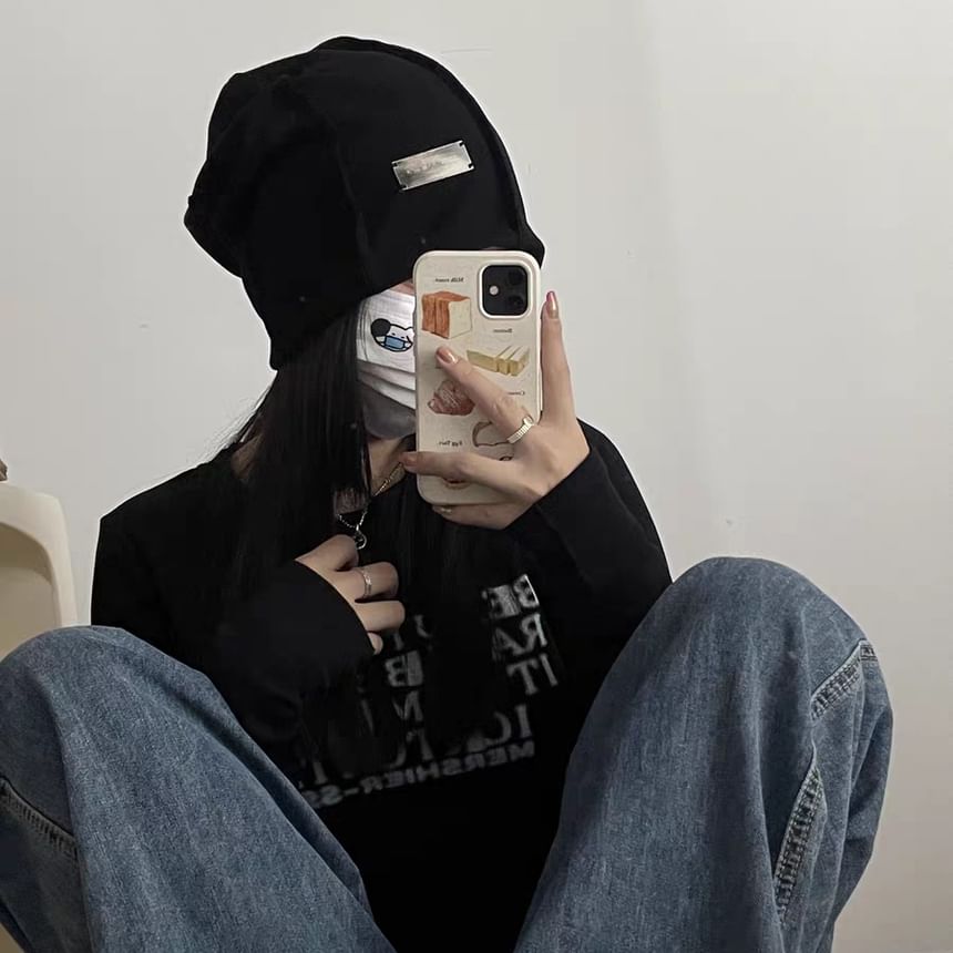 Plain Panel Beanie / Ribbed Knit Beanie