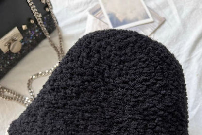Contrast Trim Bucket Hat / Plain Ear Knit Hat