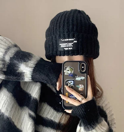 Applique Ribbed Knit Beanie