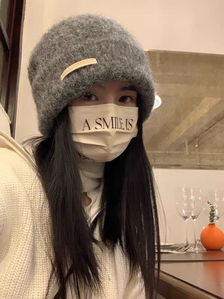 Plain Beanie / Applique Ribbed Knit Beanie