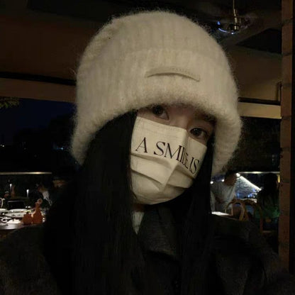 Plain Beanie / Applique Ribbed Knit Beanie