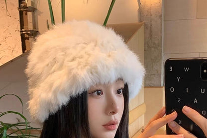 Plain Faux Fur Bucket Hat / Star Bucket Hat