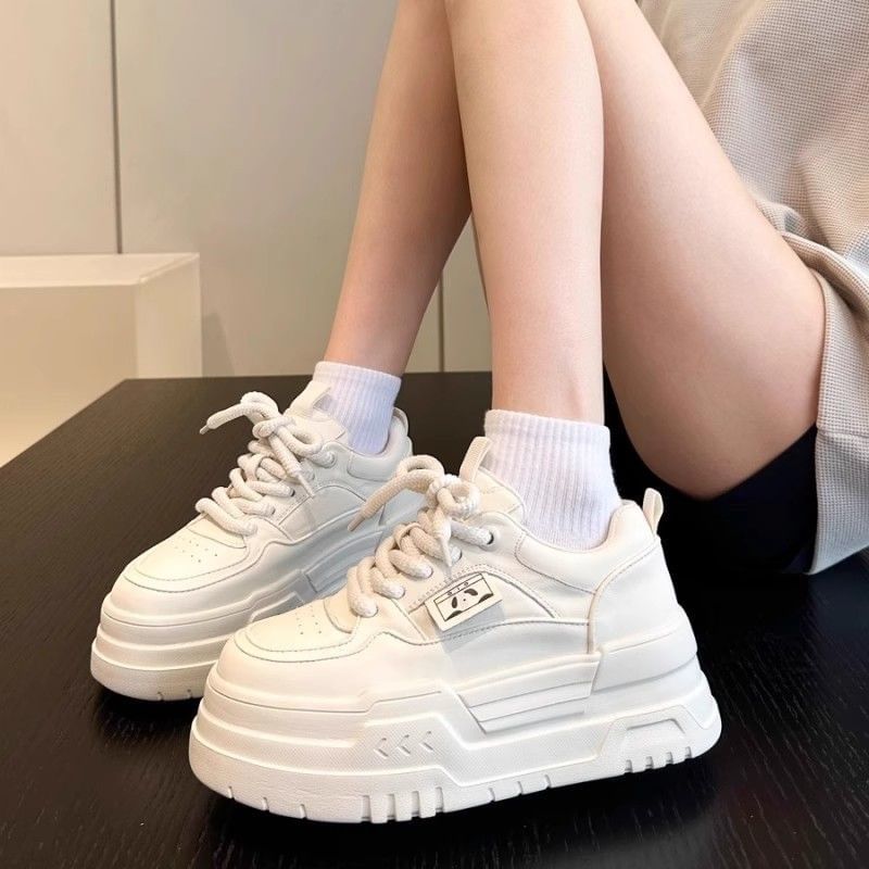 Faux Leather Platform Sneakers