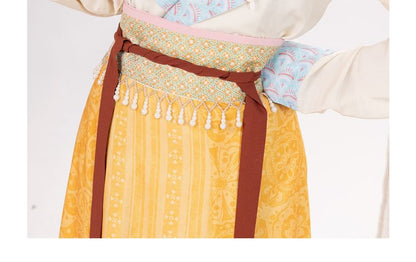 Long-Sleeve Hanfu Wrap Top / Camisole Top / Maxi A-Line Skirt / Set