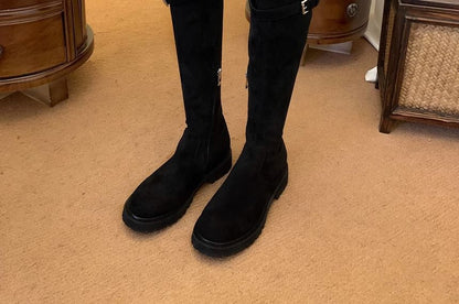 Platform Buckled Over-the-Knee Boots Plain