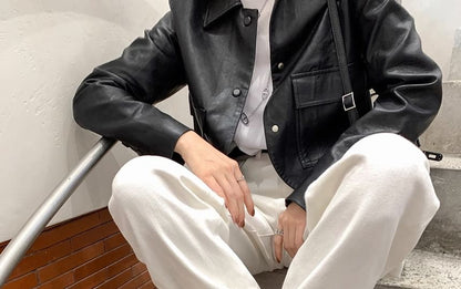 Platform Plain Genuine Boots Mid-Calf Leather