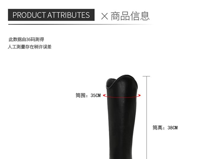 Plain Tall Leather Zip-Up Faux Boots Platform