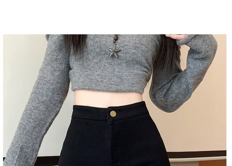 High Waist Plain Fleece-Lined Denim Shorts