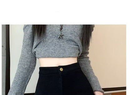High Waist Plain Fleece-Lined Denim Shorts