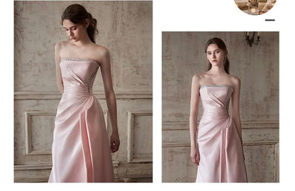 A-Line Gown Evening Strapless Ruched Plain