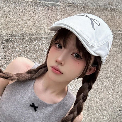 Bow Print Newsboy Cap