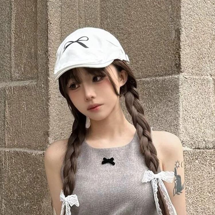 Bow Print Newsboy Cap