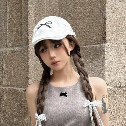 Bow Print Newsboy Cap