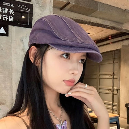 Washed Denim Newsboy Cap