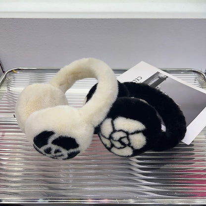Floral Fluffy Ear Muffs / Scarf / Bow Print Ear Muffs / Scarf / Set