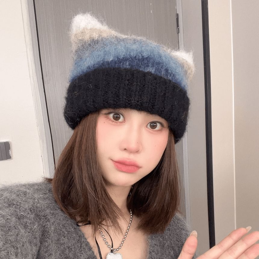 Cat Ear Color Block Beanie