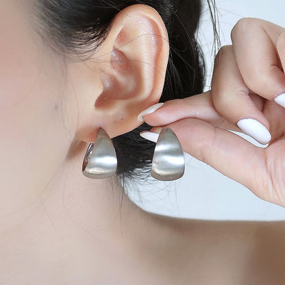 Sterling Silver Metallic Thick Hoop Earring