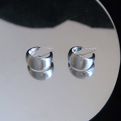 Sterling Silver Metallic Thick Hoop Earring