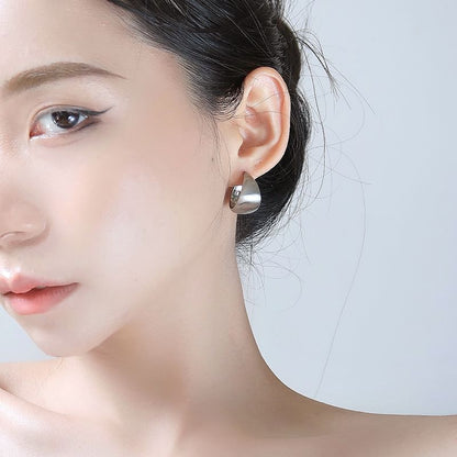 Sterling Silver Metallic Thick Hoop Earring