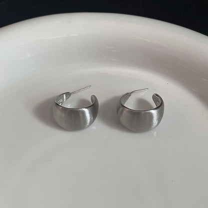 Sterling Silver Metallic Thick Hoop Earring