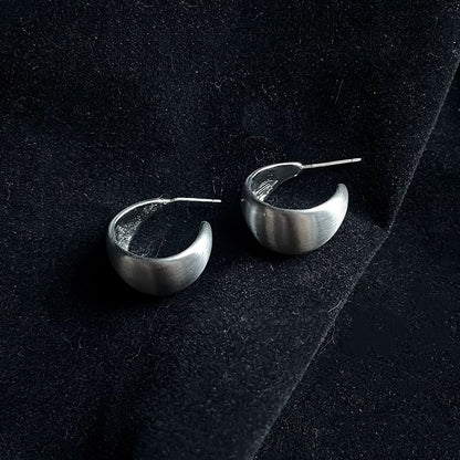 Sterling Silver Metallic Thick Hoop Earring