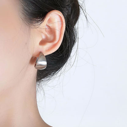 Sterling Silver Metallic Thick Hoop Earring