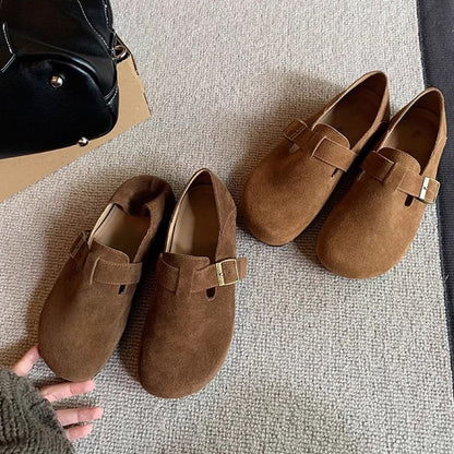 Platform Buckled Suede Slip Ons