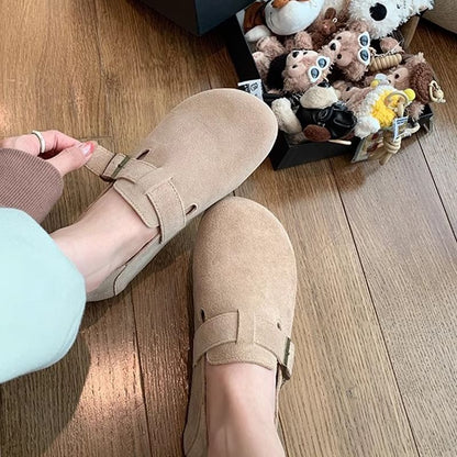 Platform Buckled Suede Slip Ons