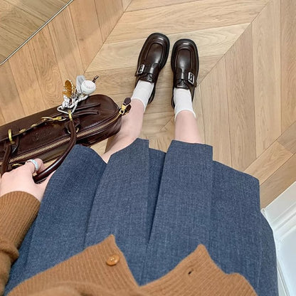 Square Toe Buckled Loafers