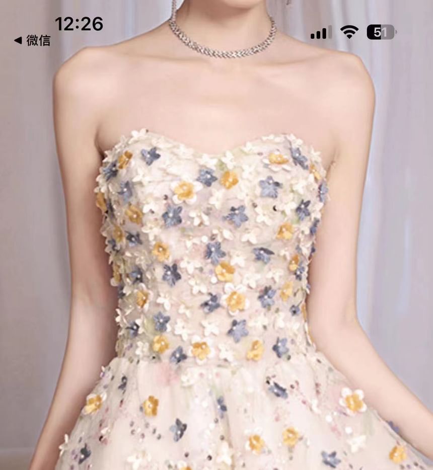 Floral Embroidered Sequin A-Line Evening Gown (Various Designs)