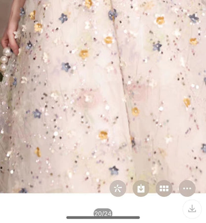 Floral Embroidered Sequin A-Line Evening Gown (Various Designs)