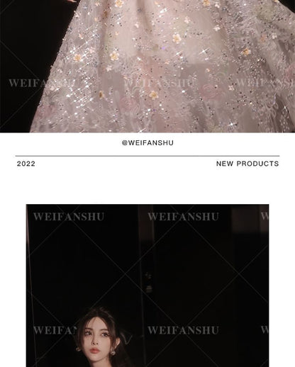 Floral Embroidered Sequin A-Line Evening Gown (Various Designs)