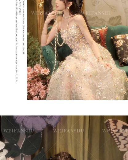 Floral Embroidered Sequin A-Line Evening Gown (Various Designs)