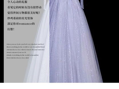 Puff Sleeve Square Neck Embroidered A-Line Evening Gown